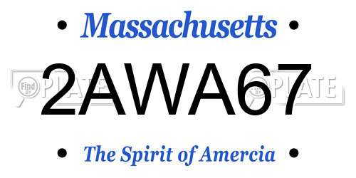 2AWA67 Massachusetts License Plate
