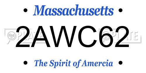 2AWC62 Massachusetts License Plate