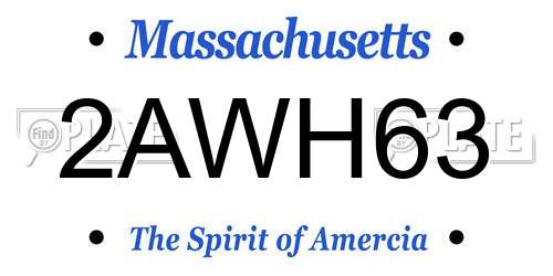 2AWH63 Massachusetts License Plate