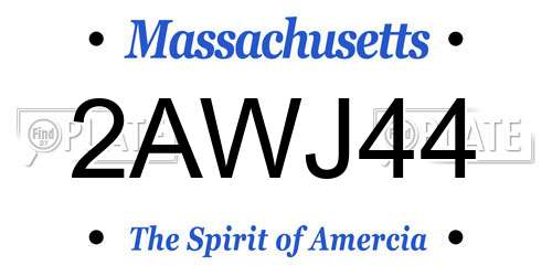 2AWJ44 Massachusetts License Plate