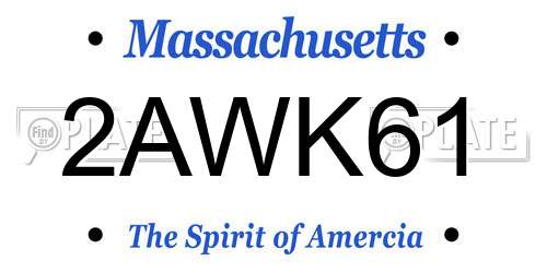 2AWK61 Massachusetts License Plate