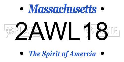 2AWL18 Massachusetts License Plate