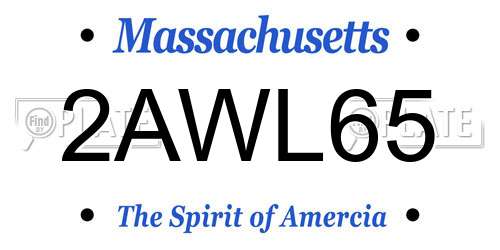 2AWL65 Massachusetts License Plate