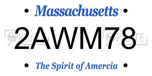 2AWM78 Massachusetts License Plate