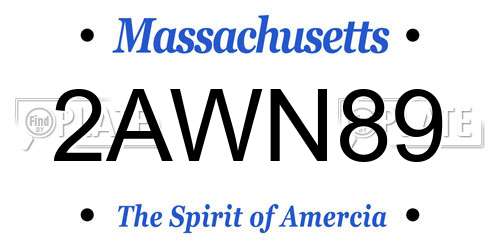 2AWN89 Massachusetts License Plate