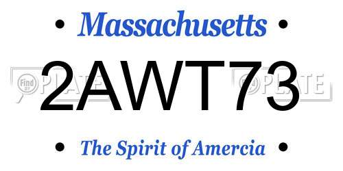 2AWT73 Massachusetts License Plate