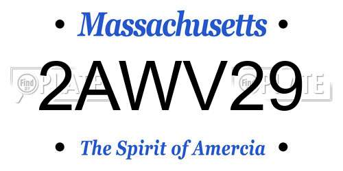 2AWV29 Massachusetts License Plate