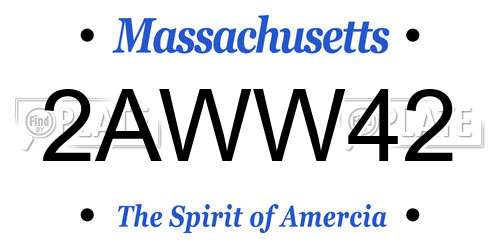 2AWW42 Massachusetts License Plate