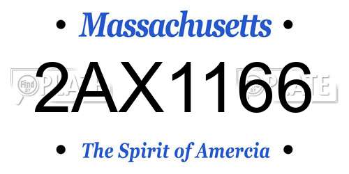 2AX1166 Massachusetts License Plate
