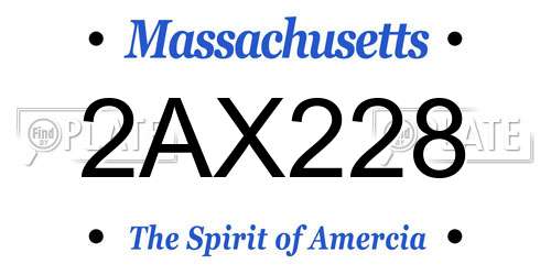 2AX228 Massachusetts License Plate