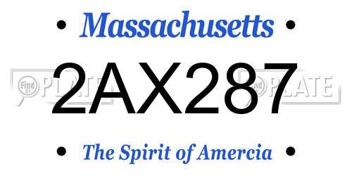 2AX287 Massachusetts License Plate