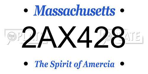 2AX428 Massachusetts License Plate