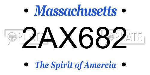 2AX682 Massachusetts License Plate