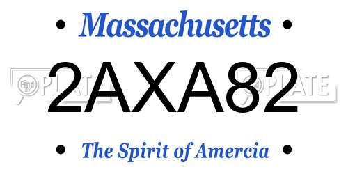 2AXA82 Massachusetts License Plate