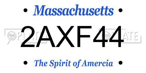 2AXF44 Massachusetts License Plate