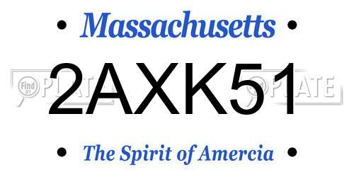 2AXK51 Massachusetts License Plate