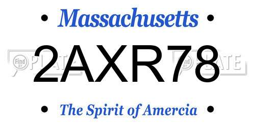 2AXR78 Massachusetts License Plate