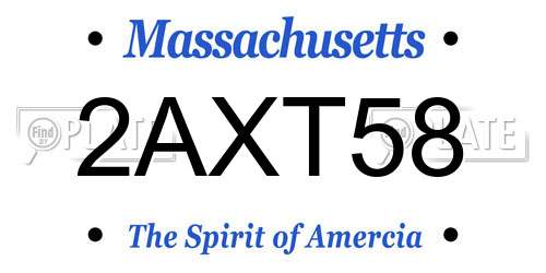 2AXT58 Massachusetts License Plate