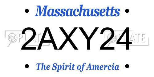 2AXY24 Massachusetts License Plate
