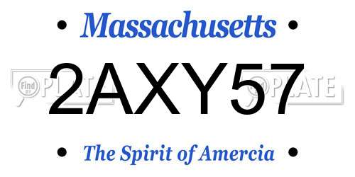 2AXY57 Massachusetts License Plate
