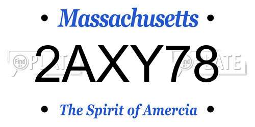 2AXY78 Massachusetts License Plate