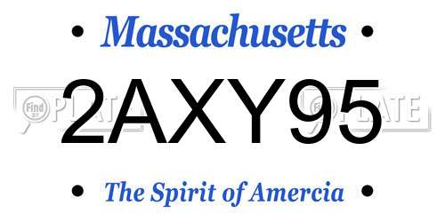 2AXY95 Massachusetts License Plate