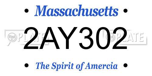 2AY302 Massachusetts License Plate