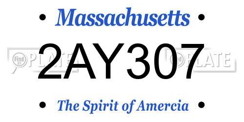 2AY307 Massachusetts License Plate