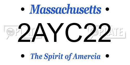 2AYC22 Massachusetts License Plate