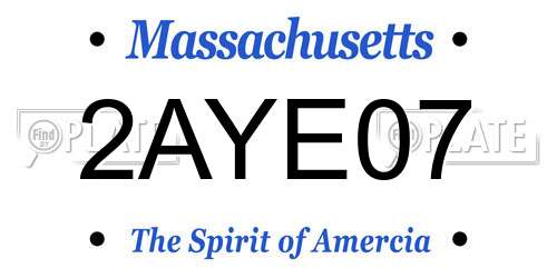 2AYE07 Massachusetts License Plate