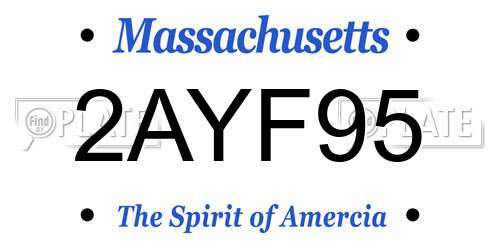 2AYF95 Massachusetts License Plate