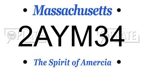2AYM34 Massachusetts License Plate