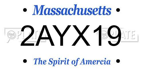 2AYX19 Massachusetts License Plate