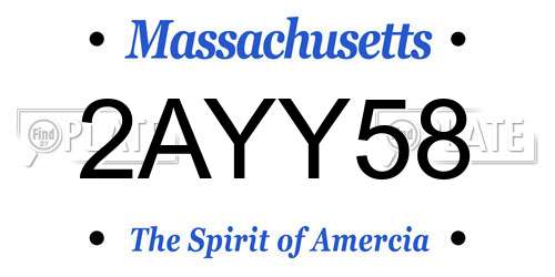 2AYY58 Massachusetts License Plate