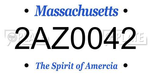 2AZ0042 Massachusetts License Plate