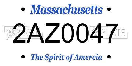 2AZ0047 Massachusetts License Plate