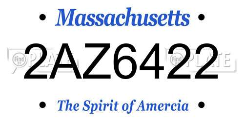 2AZ6422 Massachusetts License Plate