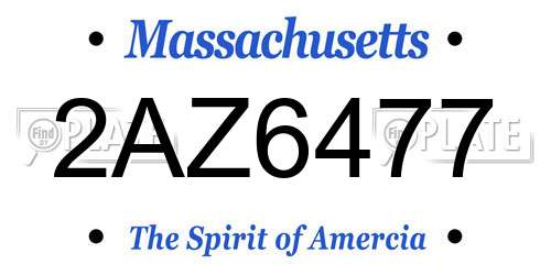2AZ6477 Massachusetts License Plate