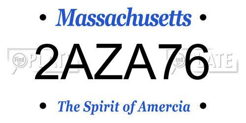 2AZA76 Massachusetts License Plate