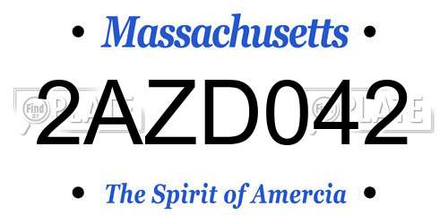 2AZD042 Massachusetts License Plate