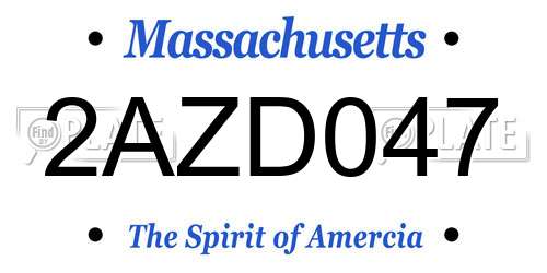 2AZD047 Massachusetts License Plate