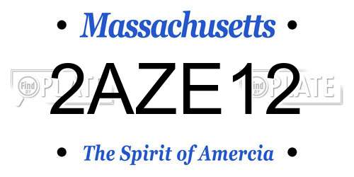 2AZE12 Massachusetts License Plate