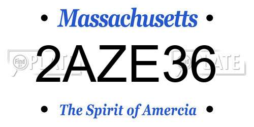 2AZE36 Massachusetts License Plate