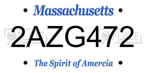 2AZG472 Massachusetts License Plate