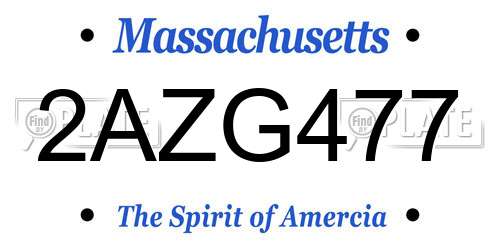 2AZG477 Massachusetts License Plate