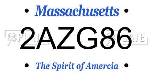 2AZG86 Massachusetts License Plate