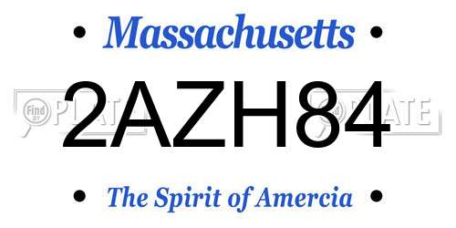 2AZH84 Massachusetts License Plate