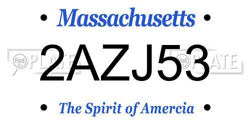 2AZJ53 Massachusetts License Plate