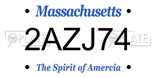 2AZJ74 Massachusetts License Plate