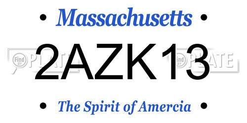 2AZK13 Massachusetts License Plate
